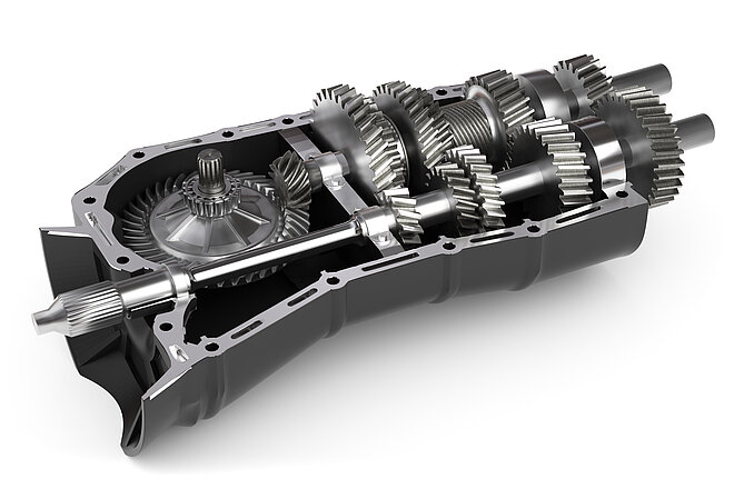 Gear housing - Housing made of aluminum or plastic to accommodate a gearbox