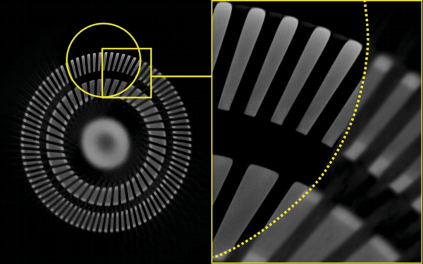 Scan tomographically and metrologically link eccentric cut-outs in high resolution with Multi-ROI CT